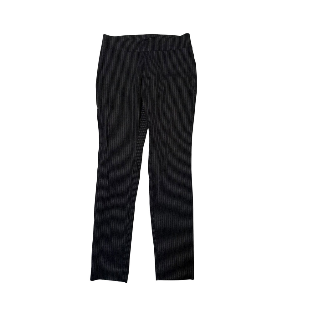 Apt. 9 Women's Size 8 Pull On Pants Slim Leg Dark Gray Light Gray Pinstripes Mid